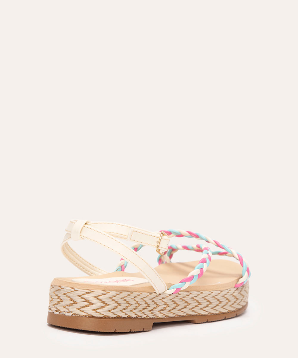 sandália infantil flatform tiras trançadas off white