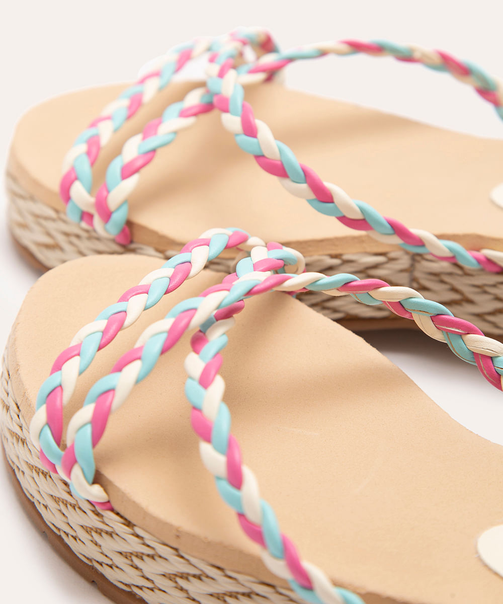 sandália infantil flatform tiras trançadas off white