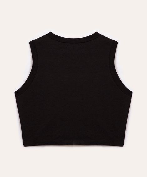 cropped de algodão juvenil alça média preto