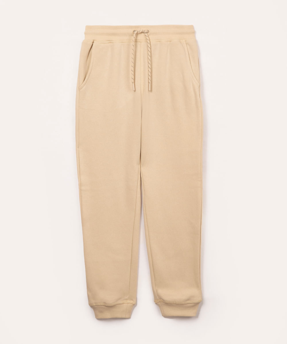 calça jogger de moletom infantil - bege