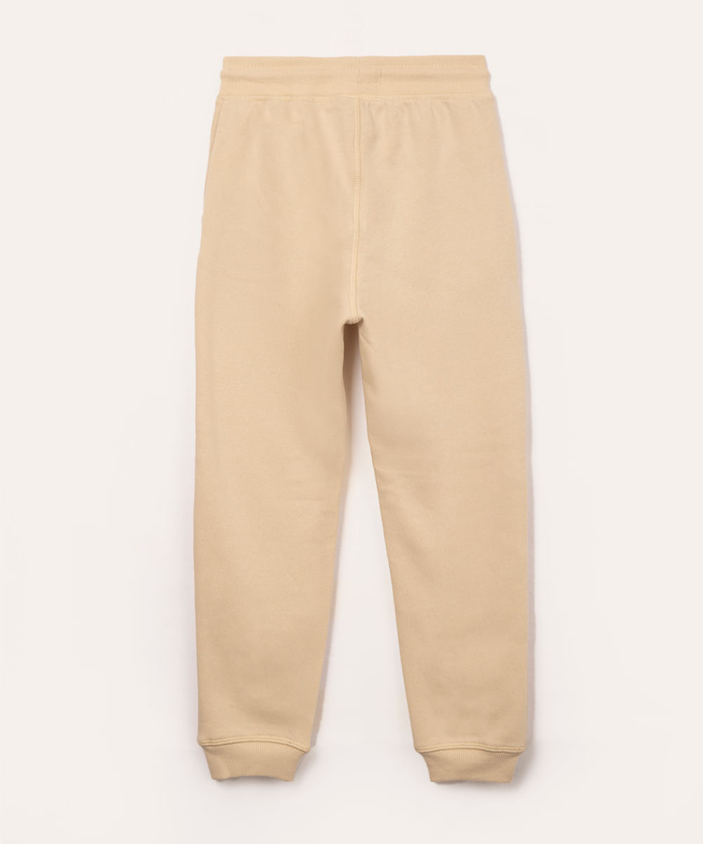 calça jogger de moletom infantil - bege