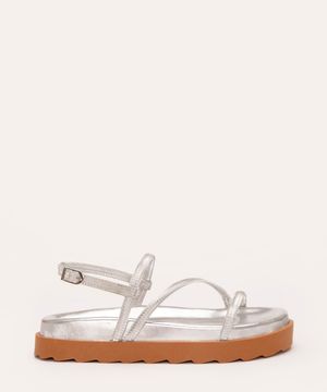 sandália flatform metalizada oneself prata