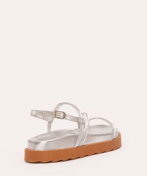 sandália flatform metalizada oneself prata