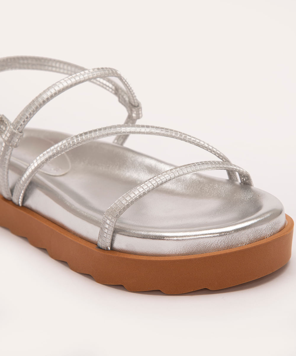 sandália flatform metalizada oneself prata