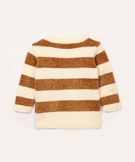suéter de tricot listrada manga longa marrom