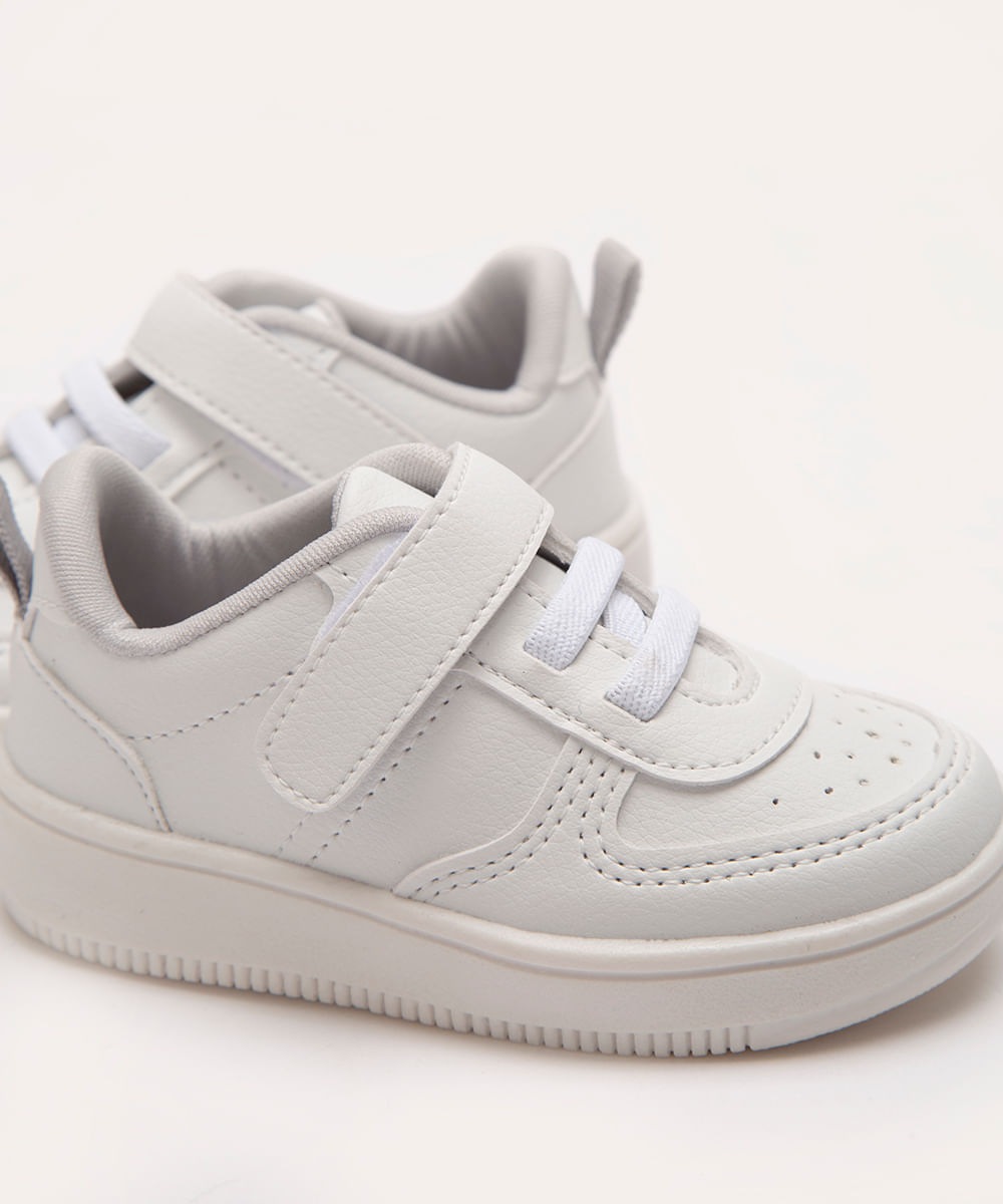 tênis infantil cano baixo com velcro branco