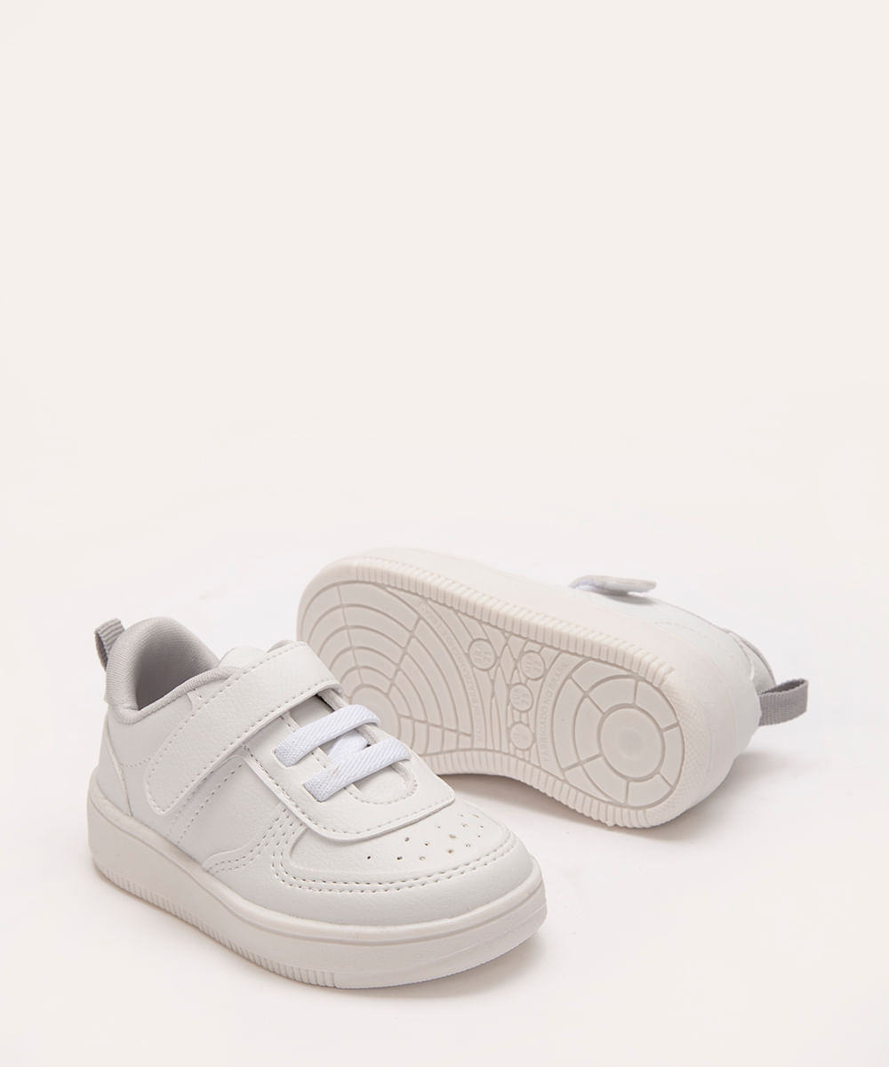 tênis infantil cano baixo com velcro branco