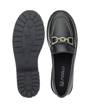 Mocassim Oxford Feminino Sapatilha Tratorado Loafer Conforto Preto