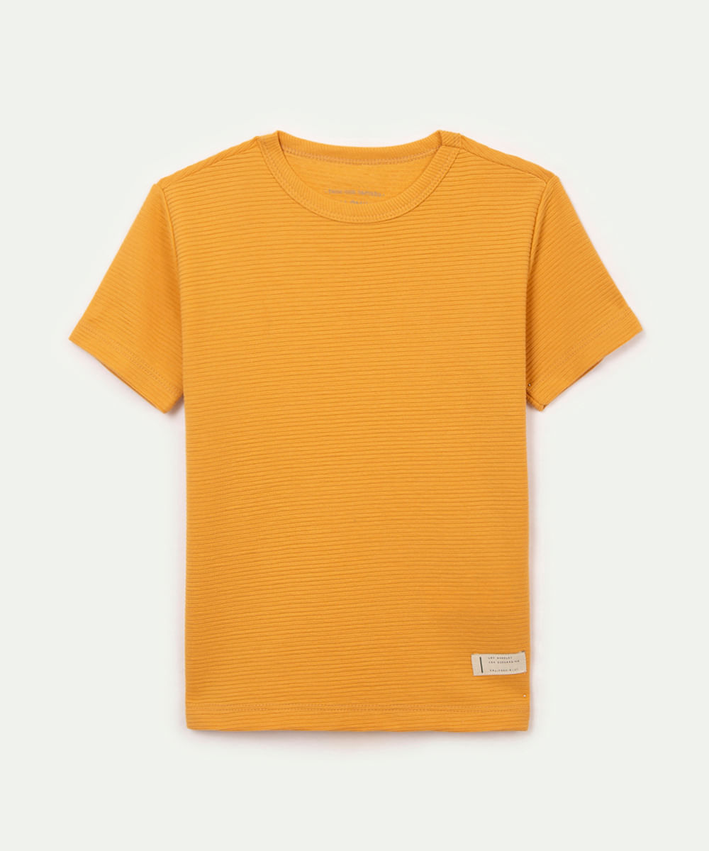 camiseta de algodão infantil texturizada amarelo