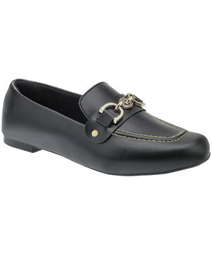 Mocassim Feminino Loafer Sapatilha Rasteira Confortável Preto