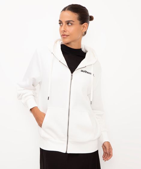 jaqueta de moletom com capuz authentic off white