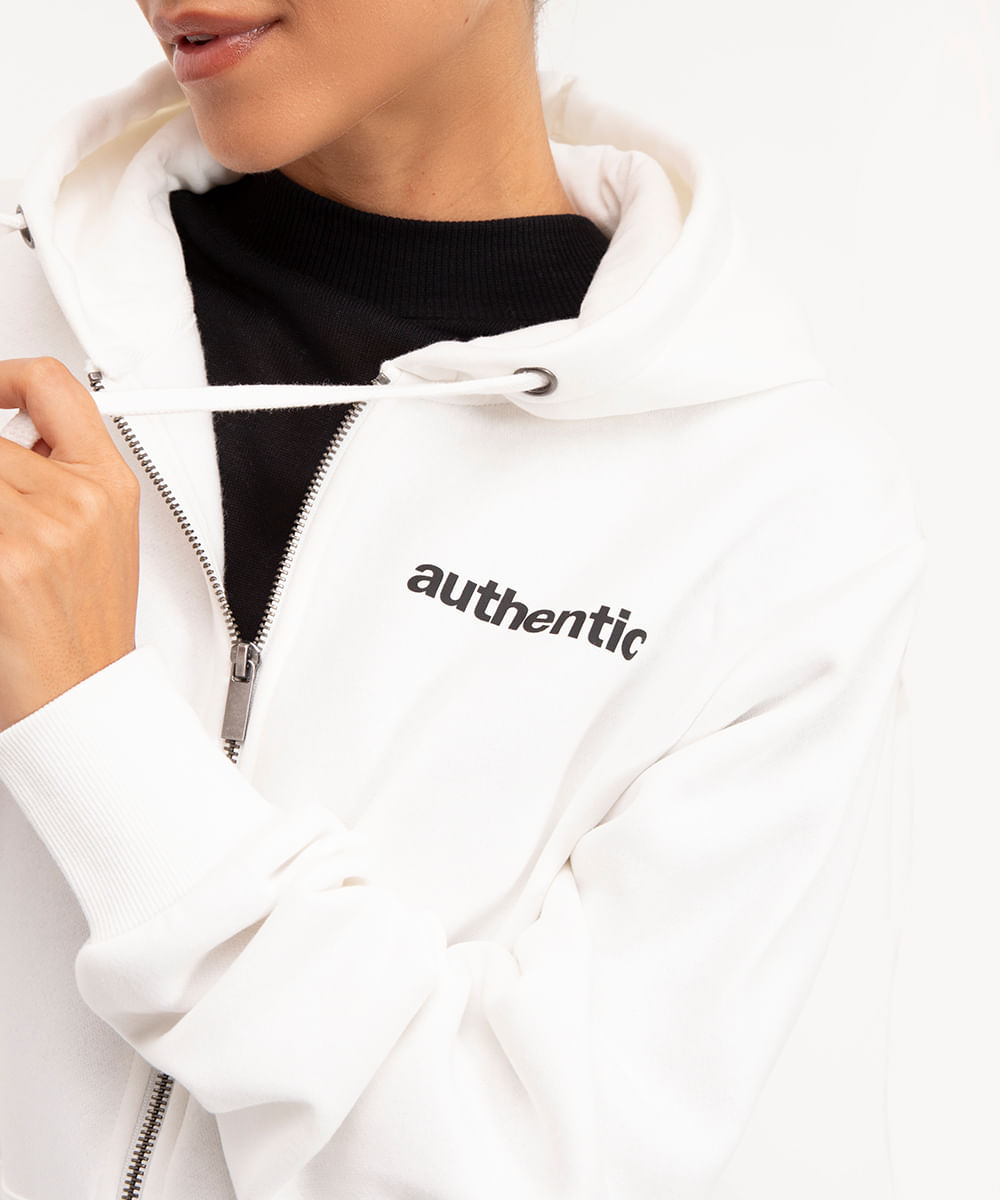 jaqueta de moletom com capuz authentic off white