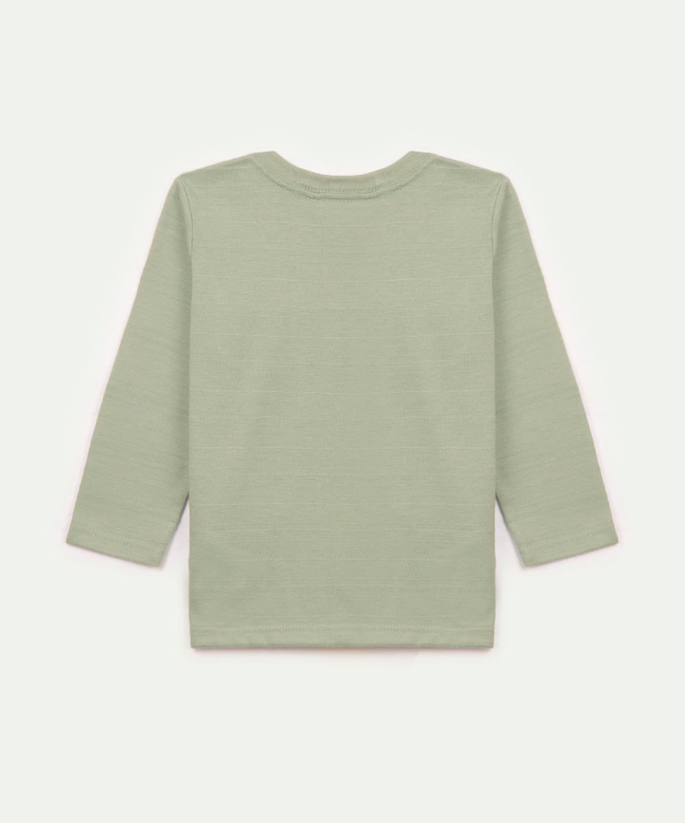 camiseta infantil com bolso manga longa verde