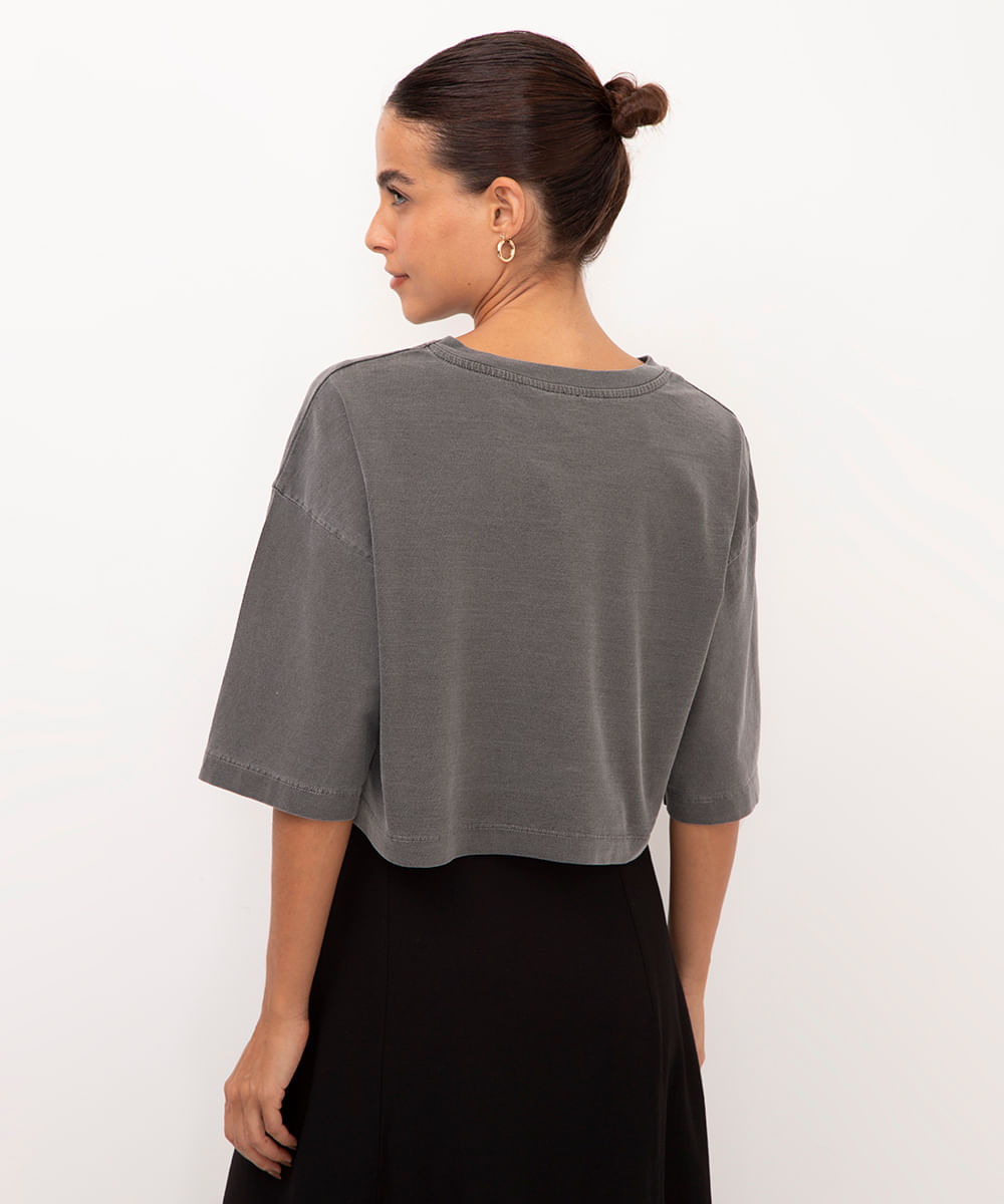 cropeed de algodão kiss metalizado preto