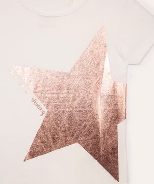 blusa infantil manga curta estrela off white