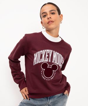 blusão de moletom Mickey vinho