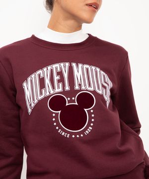 blusão de moletom Mickey vinho