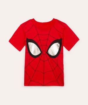 camiseta de algodão infantil homem aranha vermelha