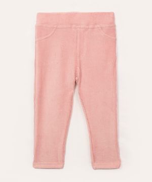 calça legging de veludo infantil rosa