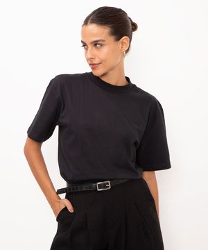 camiseta de algodão manga curta preto