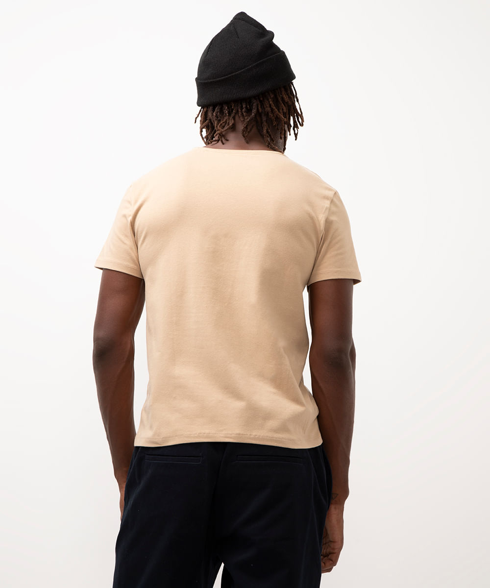 camiseta slim básica manga curta - bege claro