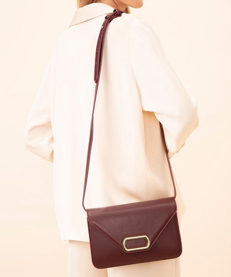 bolsa shoulder com fivela mindset vinho