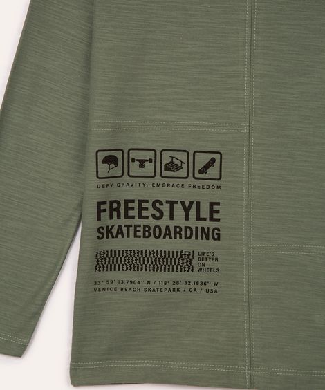 camiseta infantil manga longa freestyle verde escuro