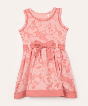 vestido infantil minnie de algodão rosê
