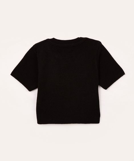 blusa infantil de tricot manga curta preto