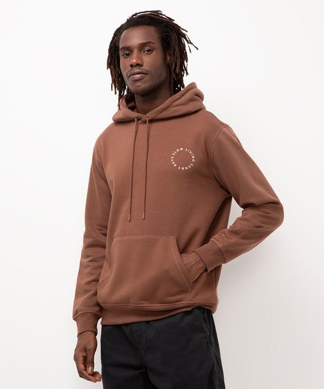 blusa de moletom com capuz e bolso canguru marrom