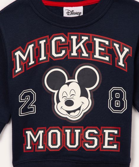 blusão de moletom infantil mickey mouse azul marinho