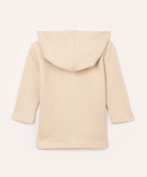 cardigan de tricot infantil com capuz kaki