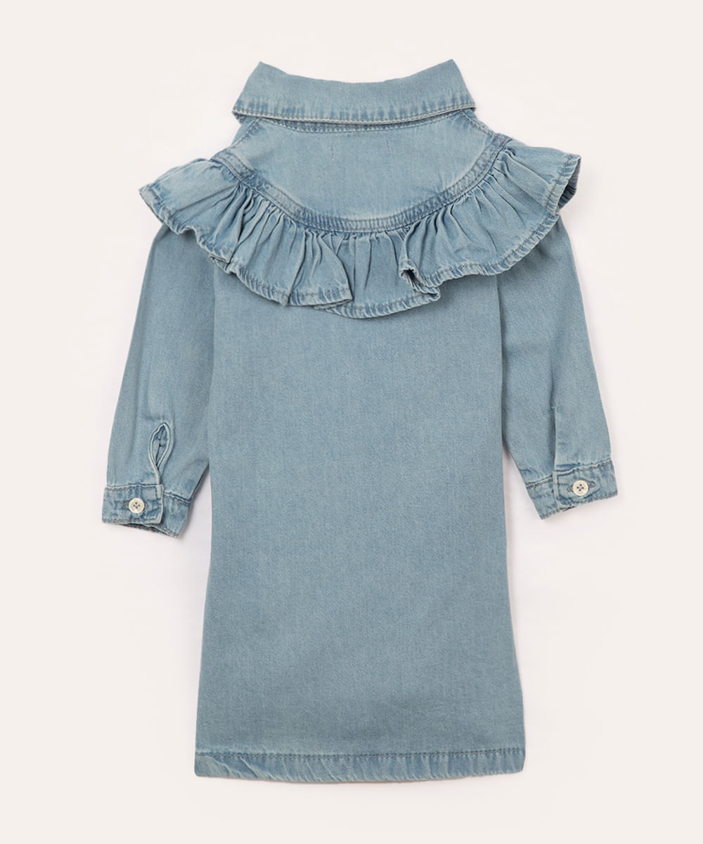 vestido jeans infantil manga longa azul claro