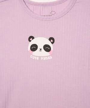 pijama infantil curto cute panda lilás