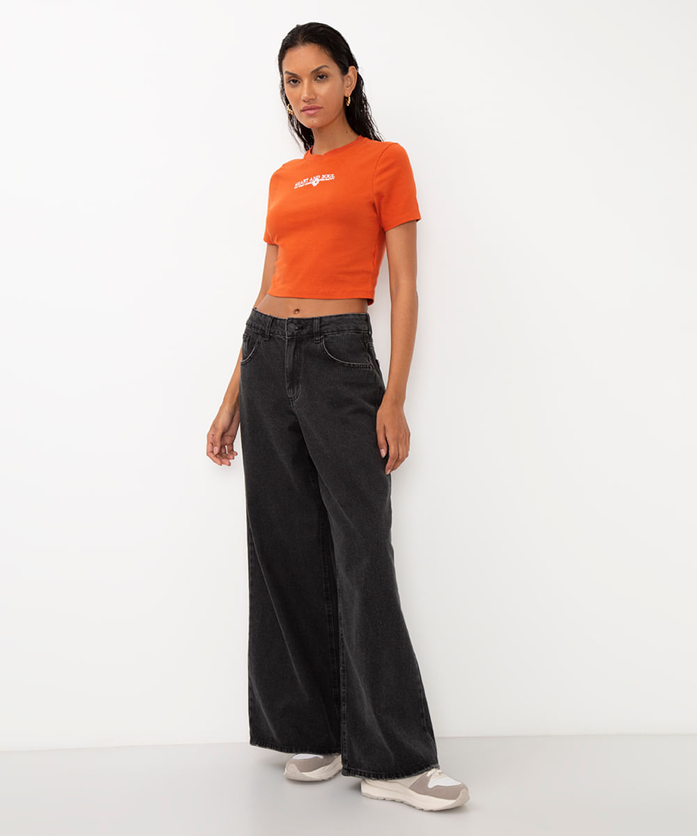 camiseta de algodão heart and soul laranja
