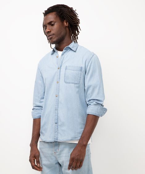 camisa jeans comfort azul claro