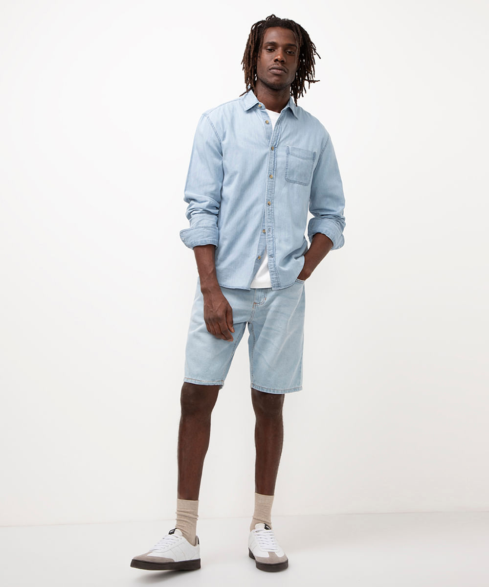 camisa jeans comfort azul claro