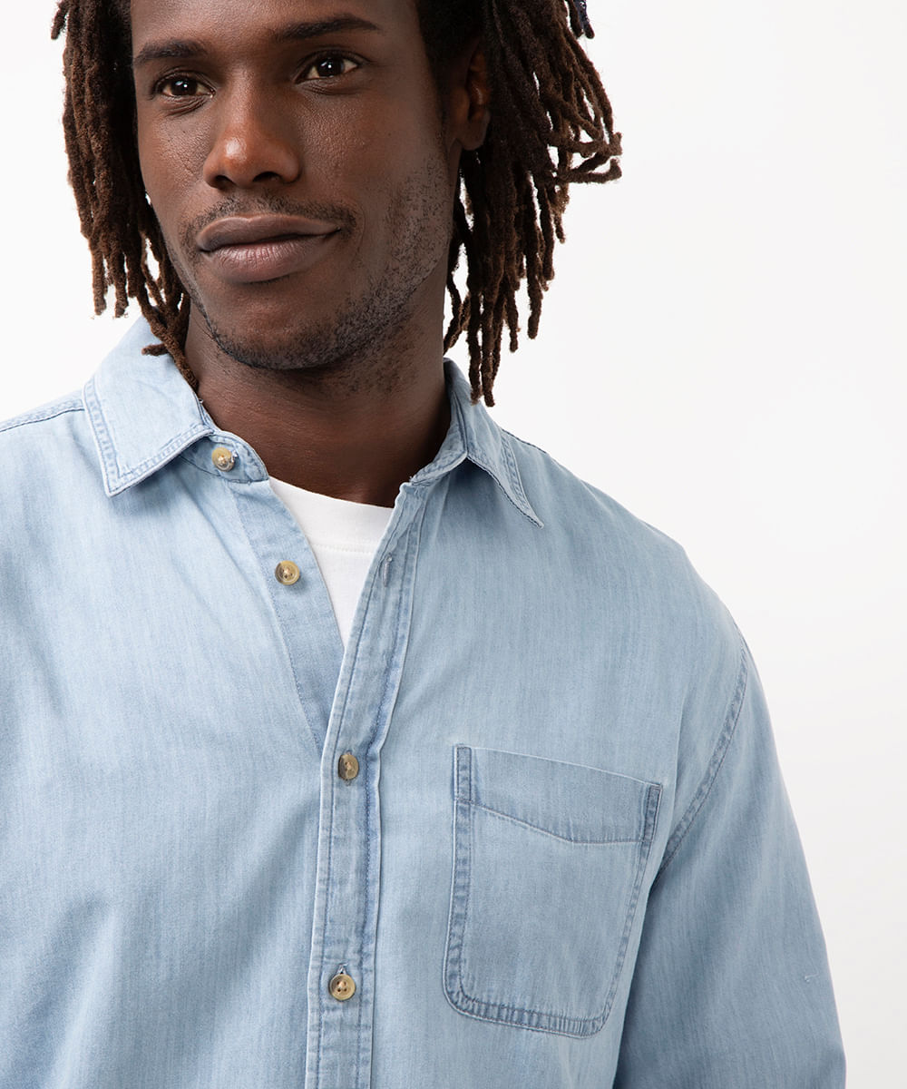 camisa jeans comfort azul claro