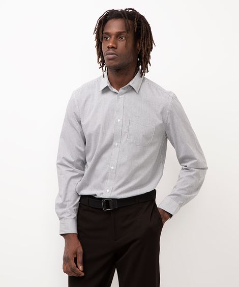 camisa de algodão comfort xadrez preta