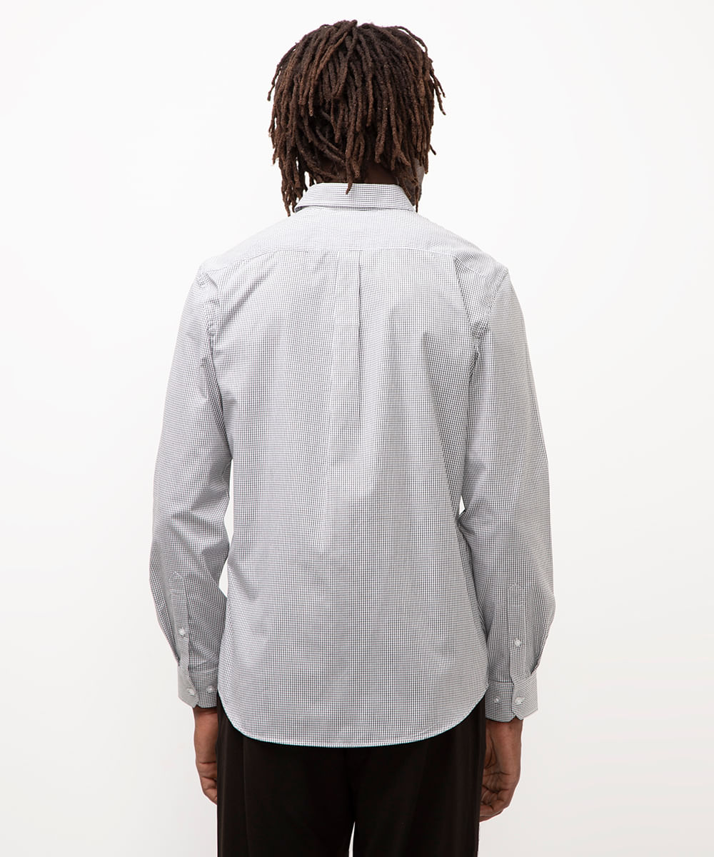 camisa de algodão comfort xadrez preta