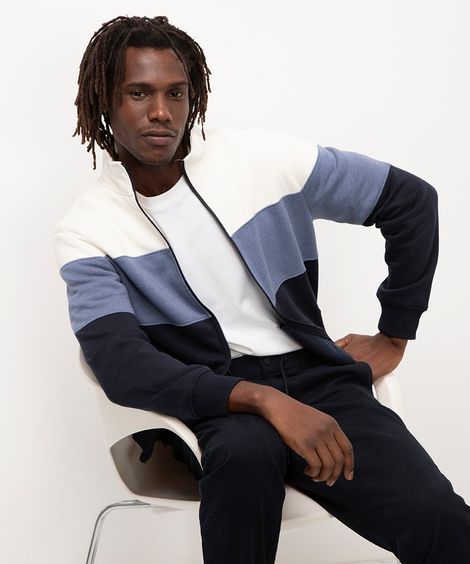 blusa de moletom comfort gola alta - azul marinho