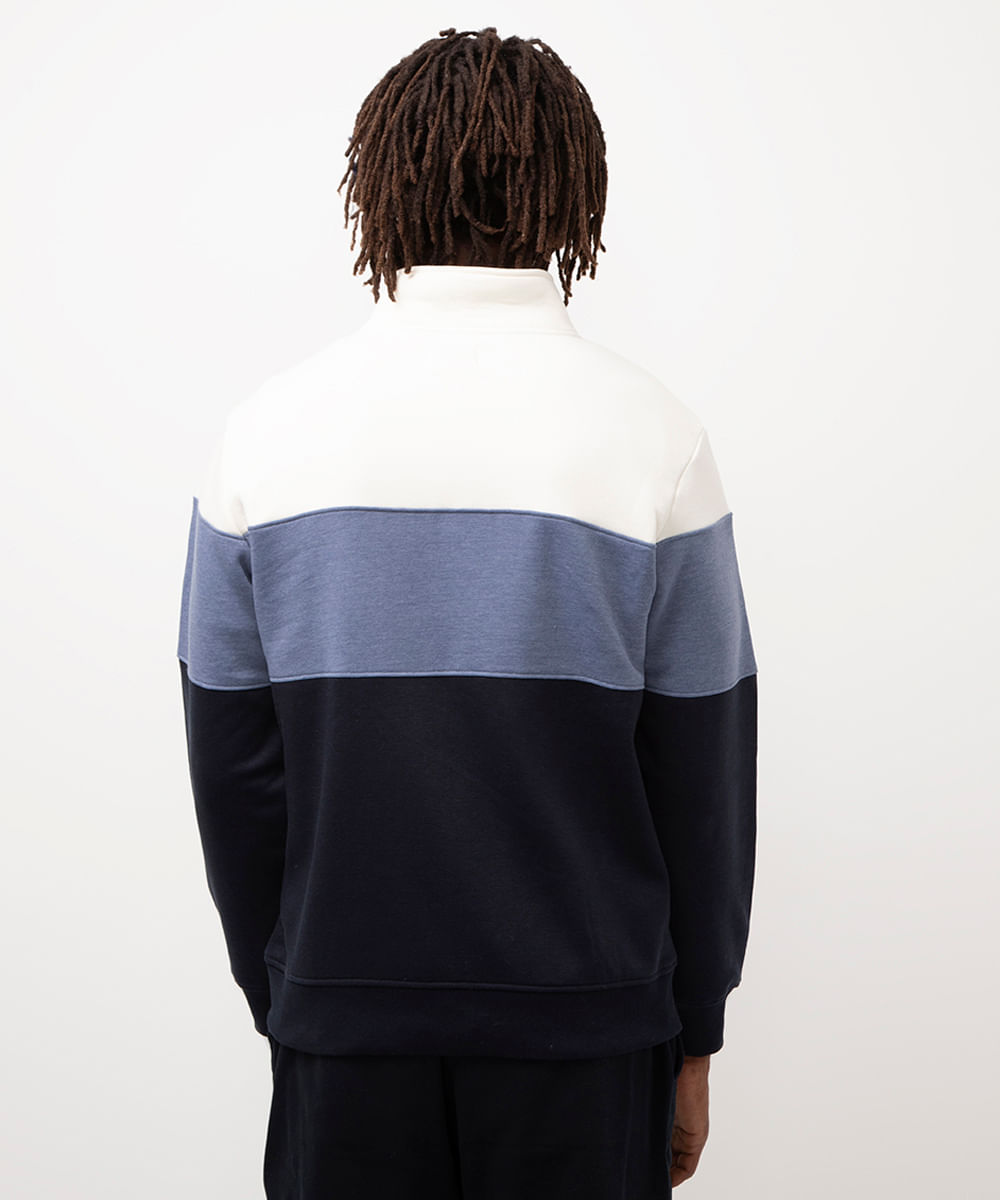 blusa de moletom comfort gola alta - azul marinho