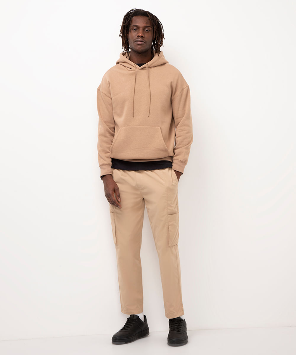 calça jogger cargo com elástico kaki