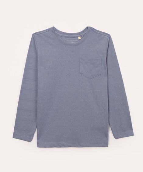 camiseta infantil com bolso manga longa azul
