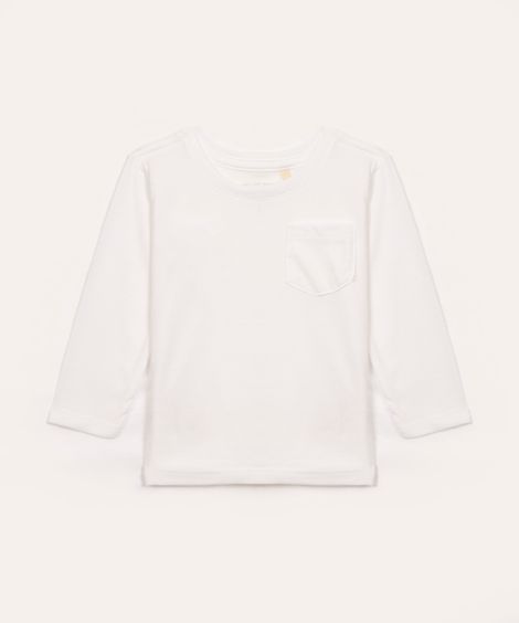 camiseta infantil com bolso manga longa branco