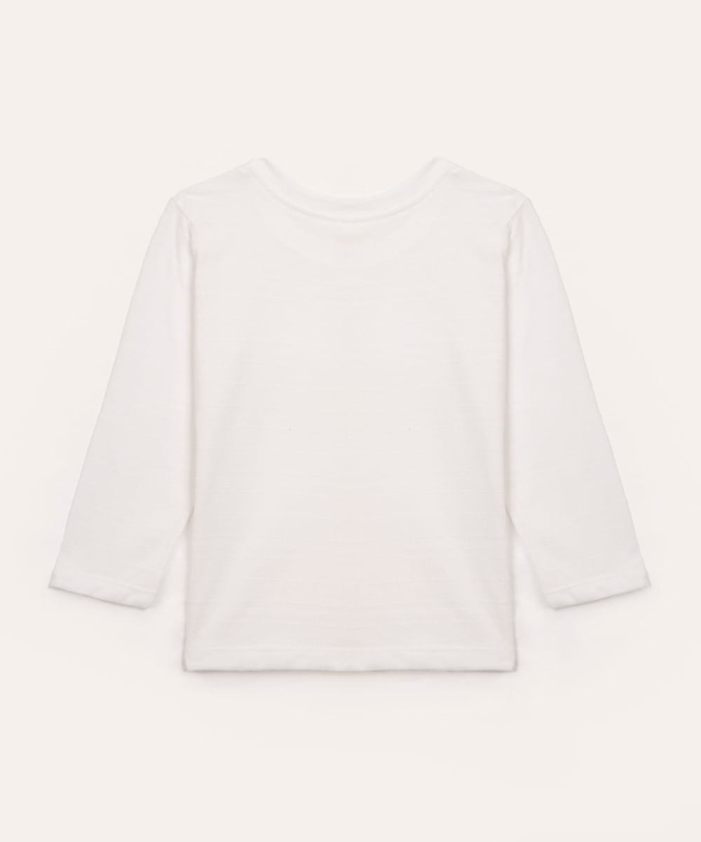 camiseta infantil com bolso manga longa branco