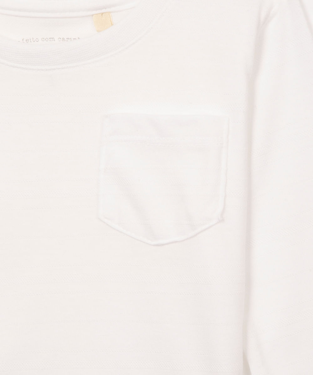 camiseta infantil com bolso manga longa branco