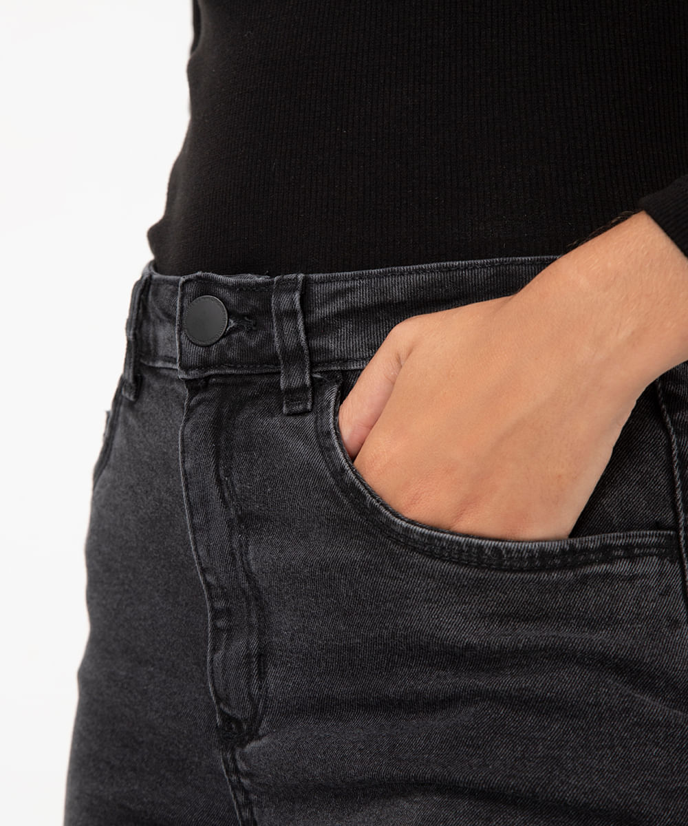calça jeans flare cintura alta preta