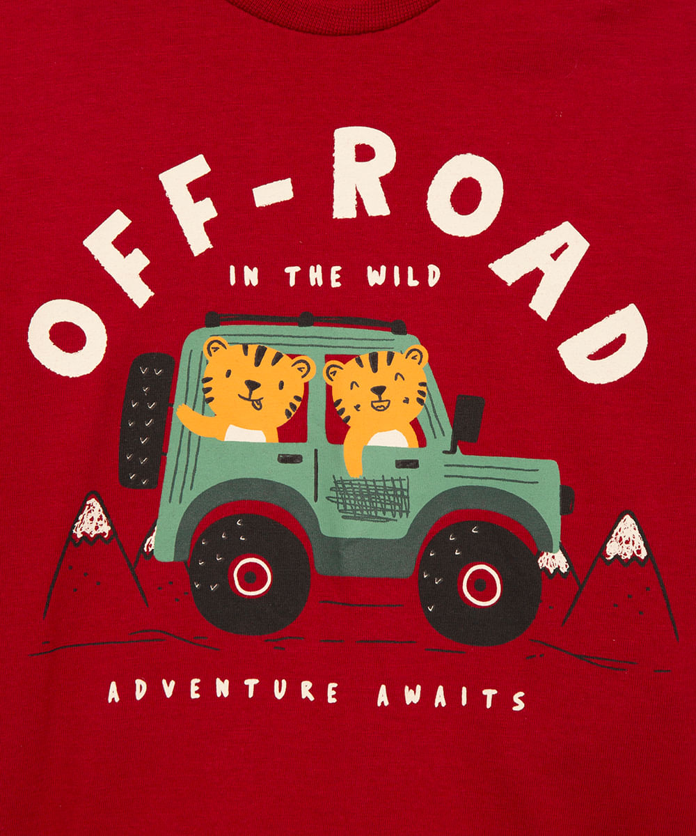 camiseta infantil manga longa adventure awaits vermelha