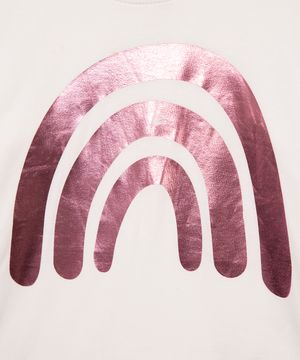 blusa infantil arco íris metalizado manga longa off white